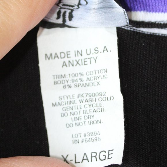 NWT JRs LS Black Purple White Stripe Shirt XL - Picture 4 of 4